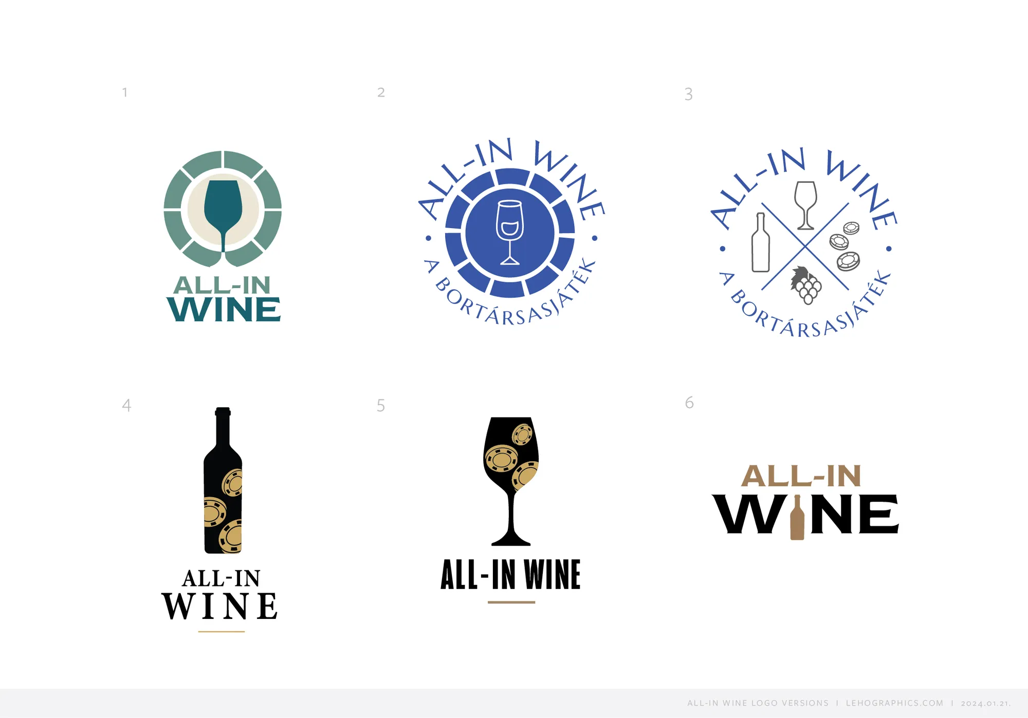 First round of All-in Wine logo directions