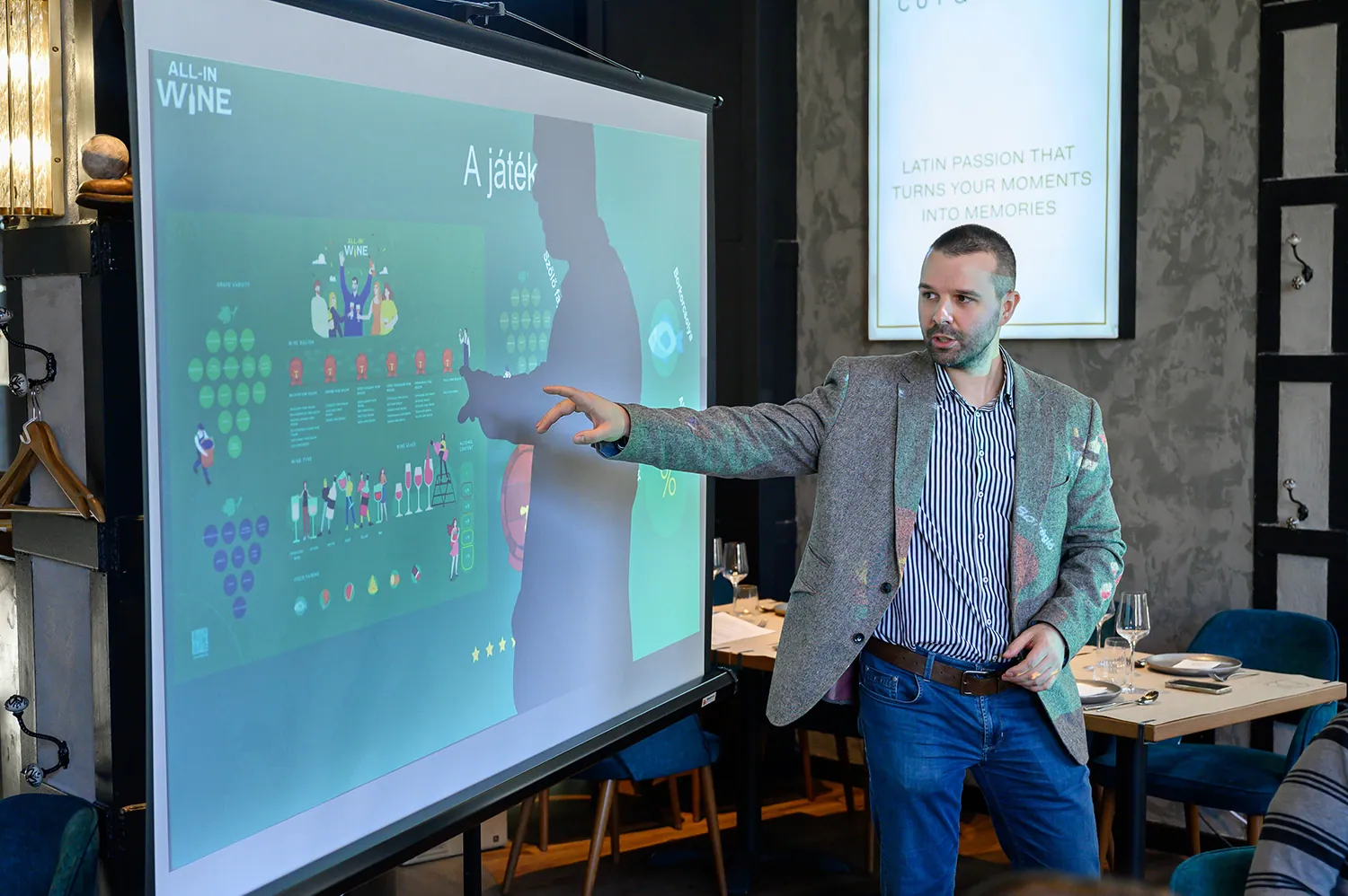 Presenter introducing the game at a launch event