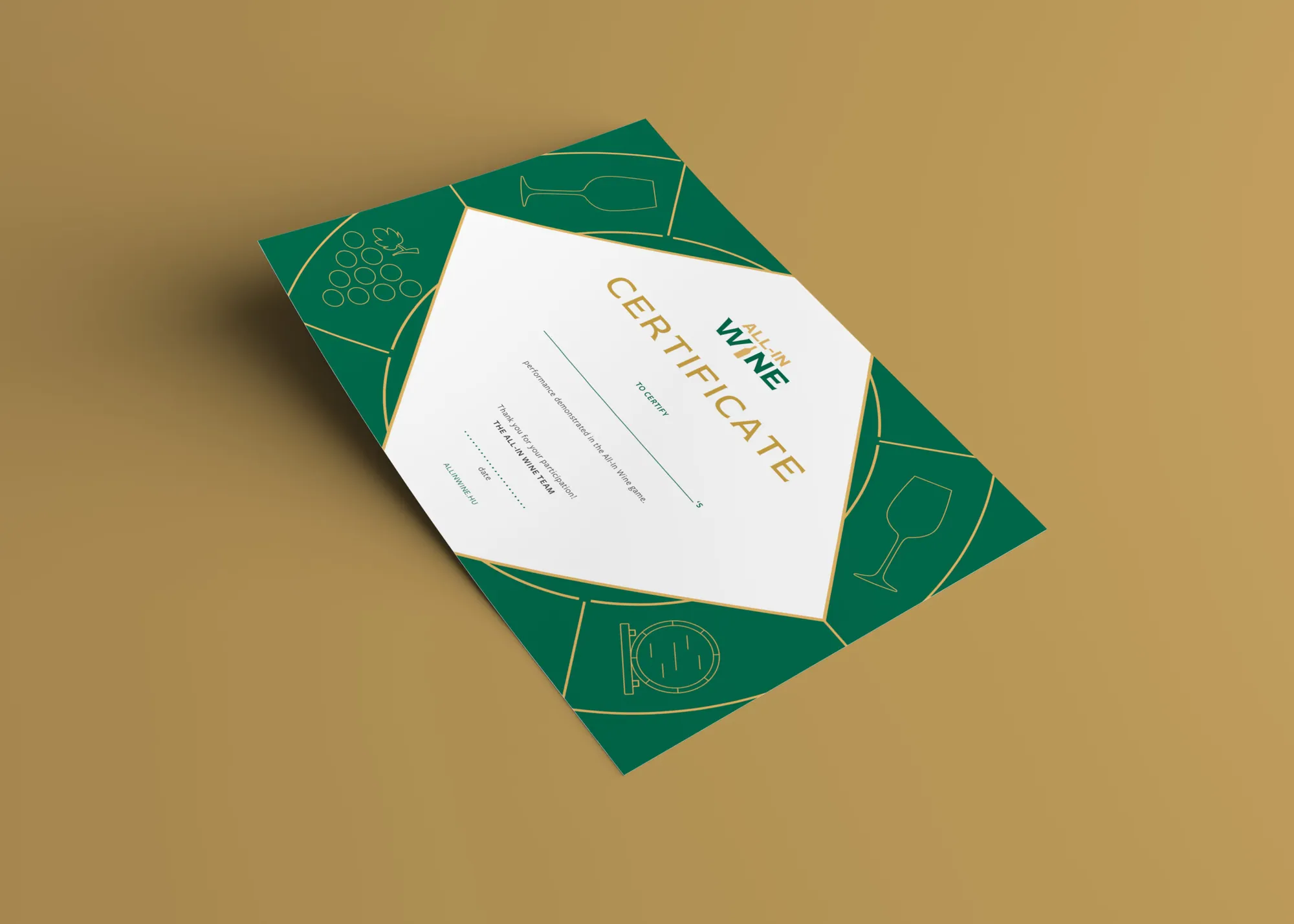 Winner certificate on gold background