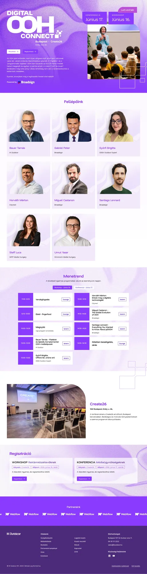 Digital OOH Connect landing page, full length