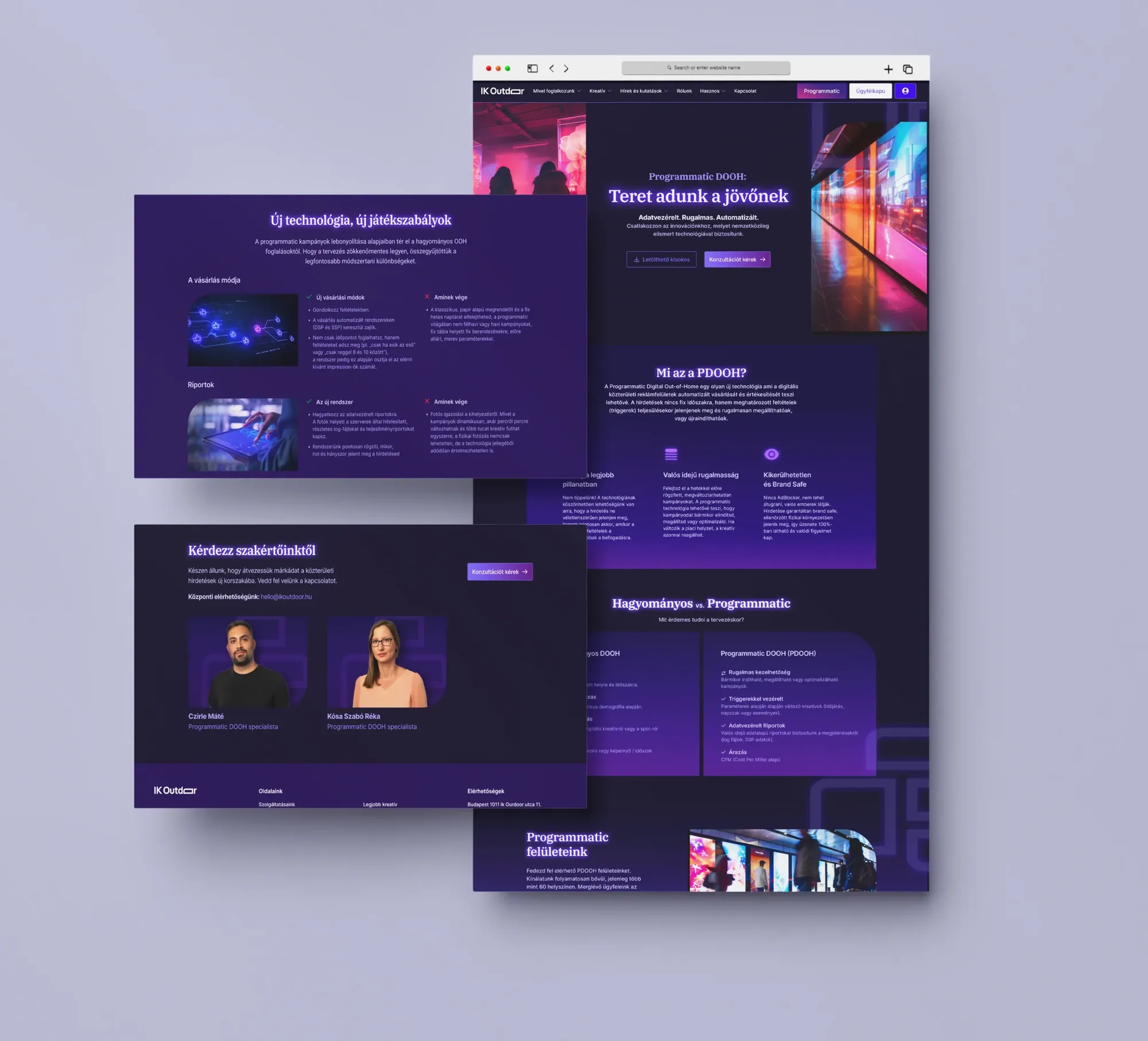 Dark landing page design mockup