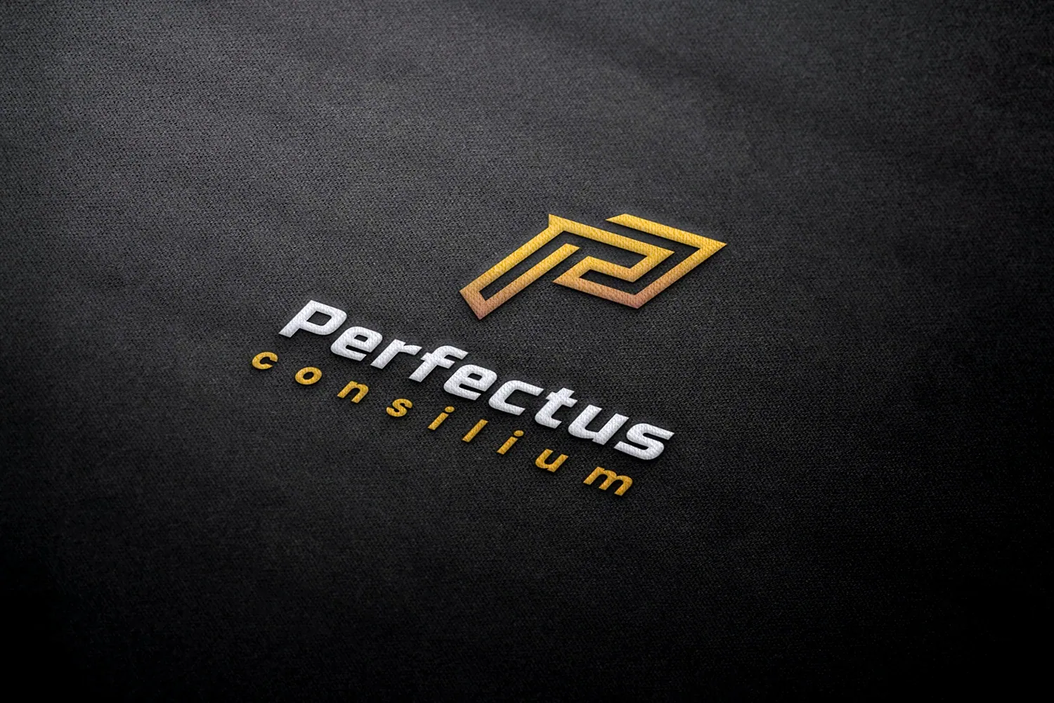 Perfectus logo on dark paper
