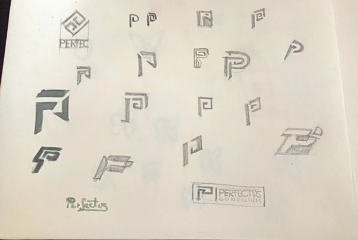Perfectus Consilium: Drafts and logo designs